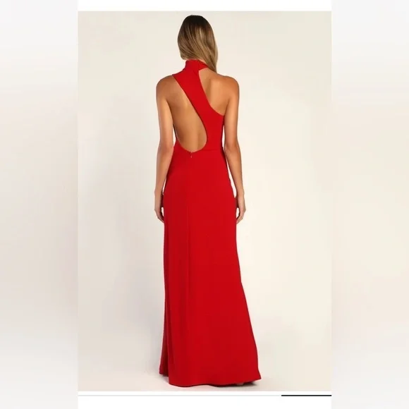 Lulu's Red One-Shoulder Maxi Dress - Picture 4 of 12